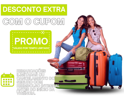 Use o cupom DESCONTO e compre seu SEGURO VIAGEM pelo MENOR PREÇO GARANTIDO